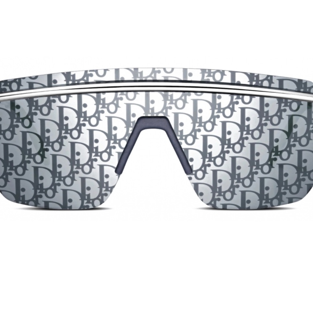 Dior Silver and Black Monogram Visor Sunglasses